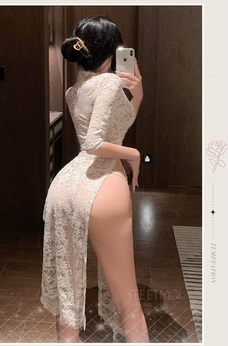 6363深V高开衩透视蕾丝长裙(图12)