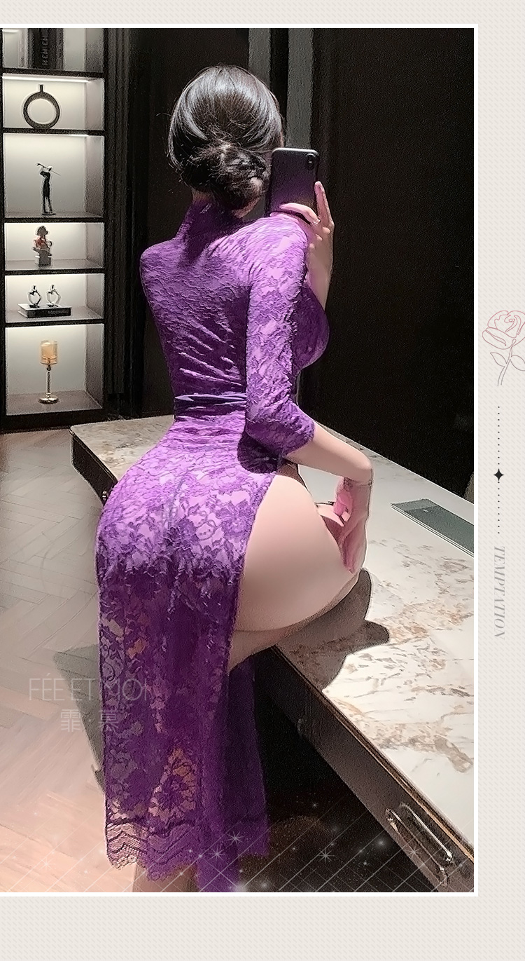 6363深V高开衩透视蕾丝长裙(图16)