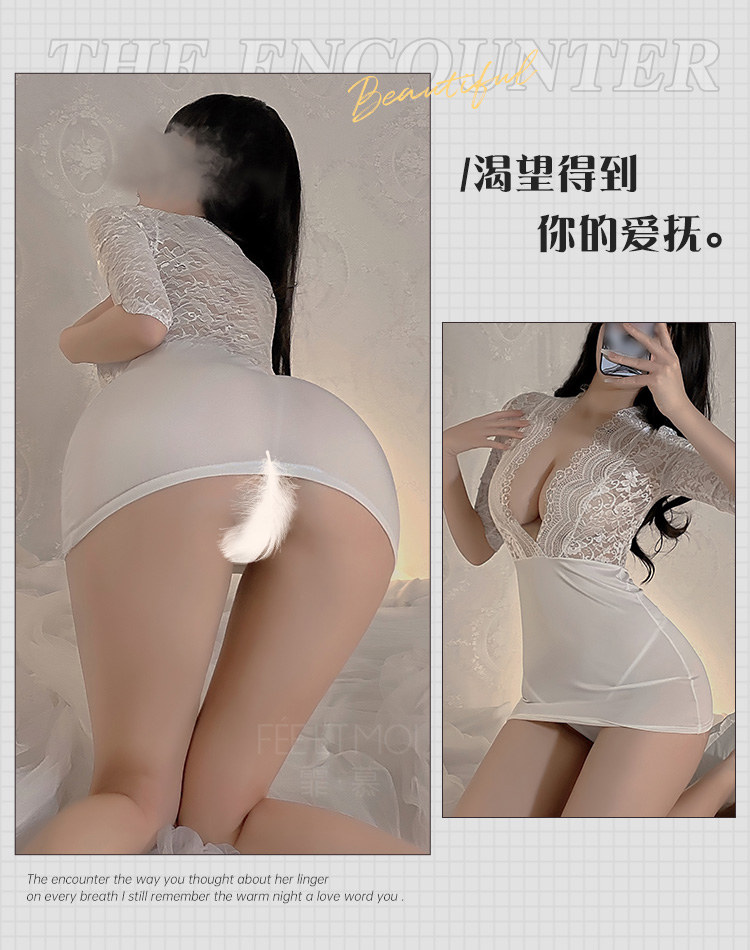 6757深V蕾丝性感包臀秘书裙(图17)