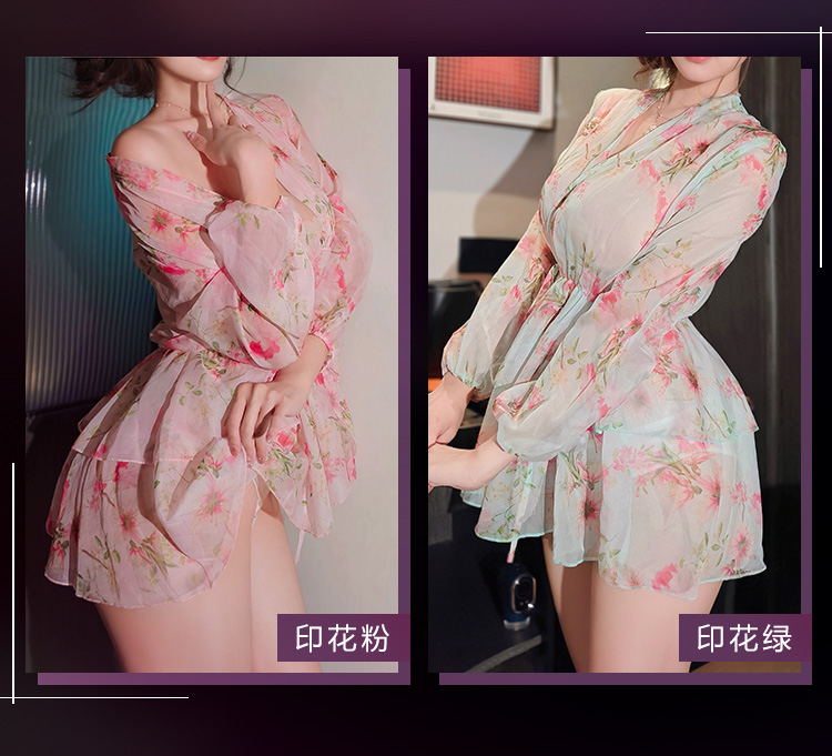 7871茶歇法式V领系带印花裙(图4)