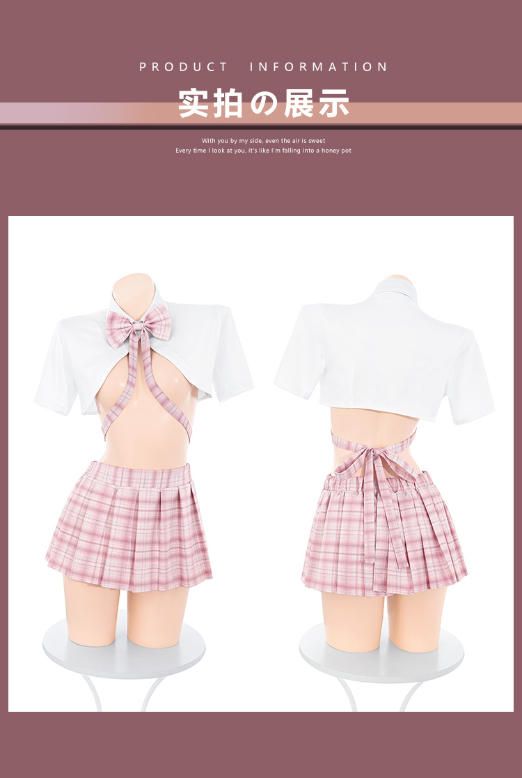 6921领结绑带酥胸半露学院装(图10)