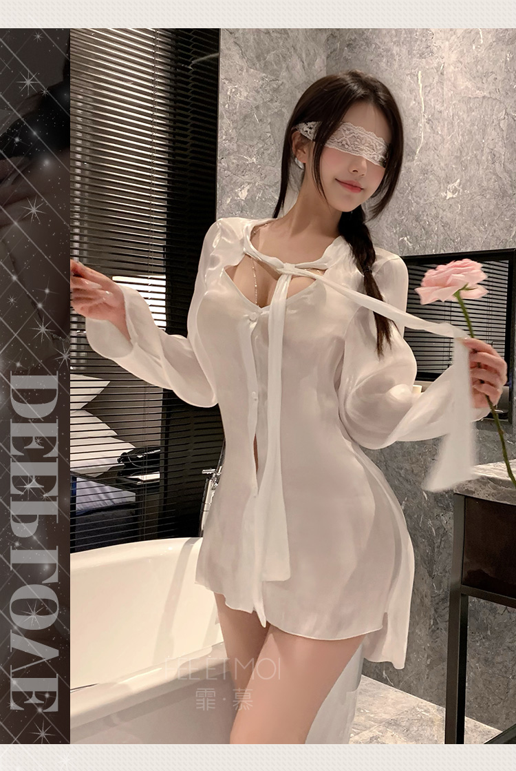 7857丝滑光泽感男友系带衬衫(图8)
