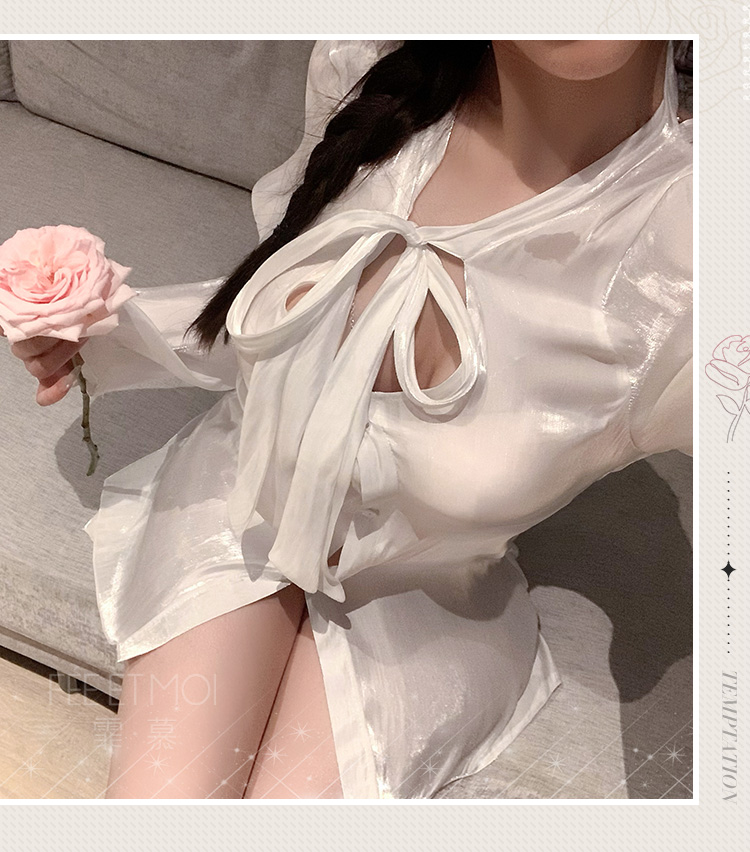 7857丝滑光泽感男友系带衬衫(图7)