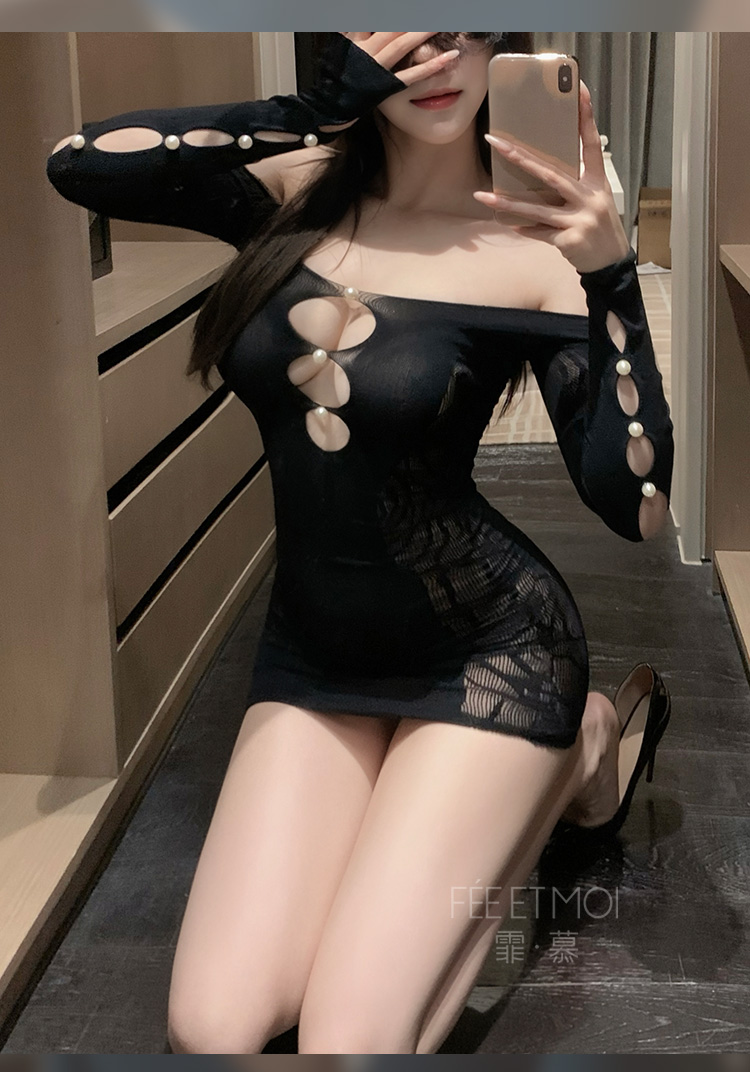  7519水月明珠网眼修身包臀裙(图12)