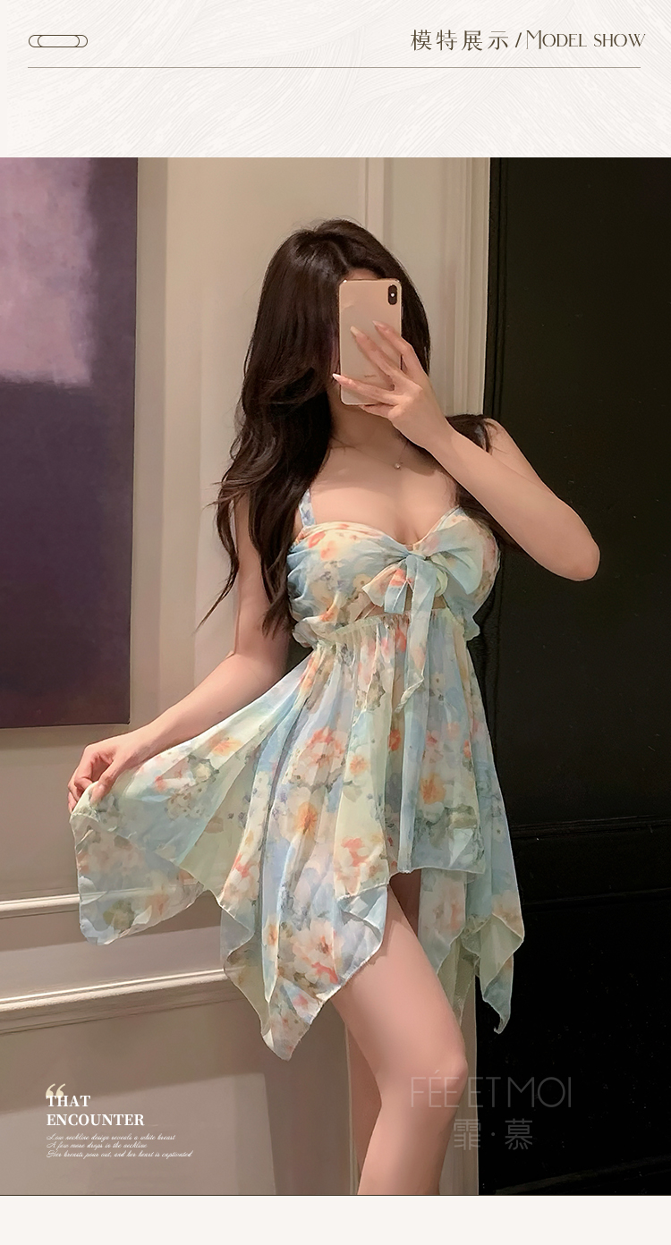 ZY32莫奈花园深V碎花连衣裙(图6)