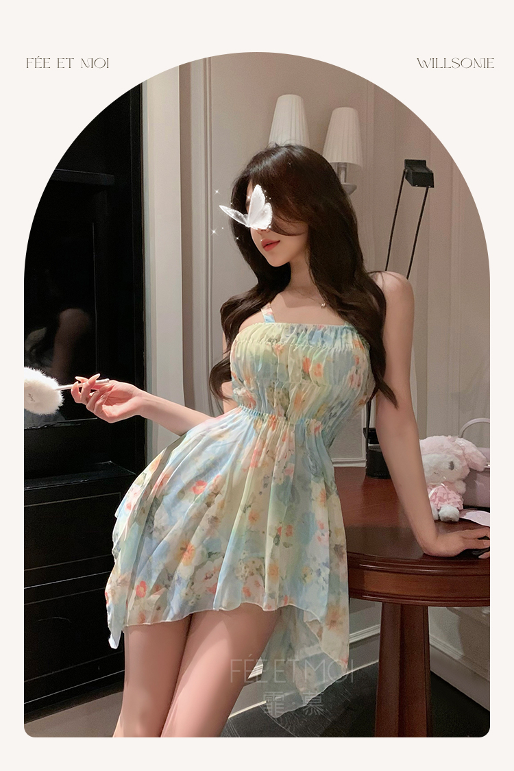 ZY32莫奈花园深V碎花连衣裙(图10)