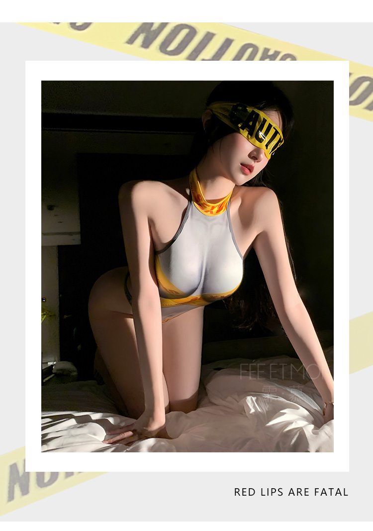 7041欧美风仿胶带捆绑连体衣(图7)