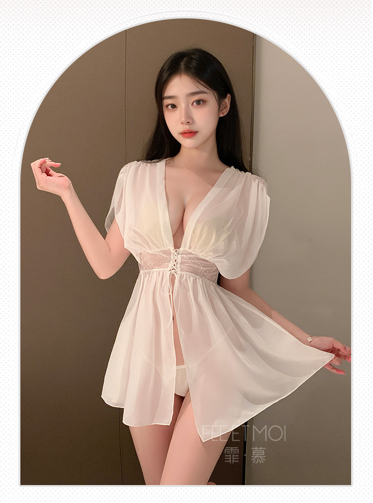ZY69法式深V宽袖透视睡袍(图11)