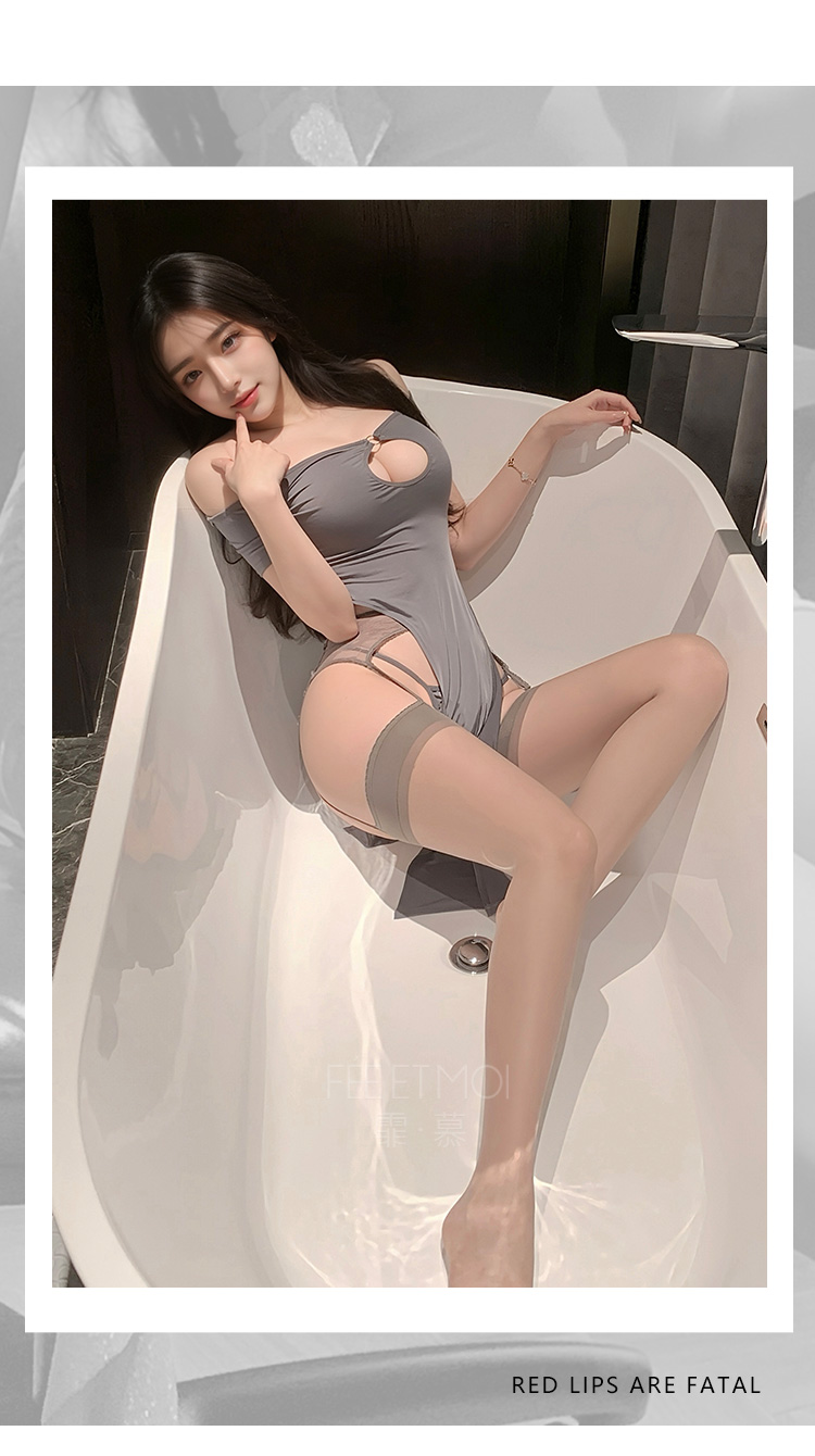 ZY67性感一字肩露胸开衩睡裙(图8)