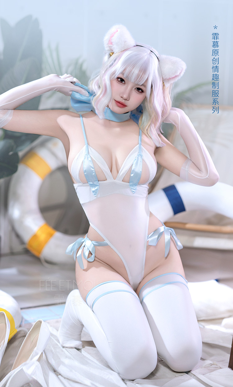 6297猫耳镂空罩杯开裆连体衣(图2)