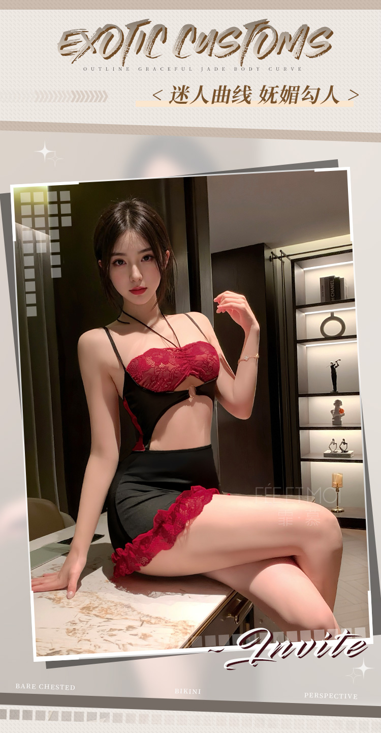 ZY43午夜潮夕透胸裸背连衣裙(图1)