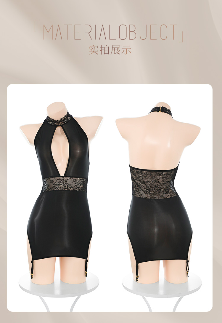 ZY29连吊袜带露胸爽滑连衣裙(图11)