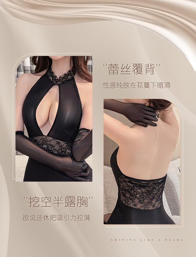 ZY29连吊袜带露胸爽滑连衣裙(图6)