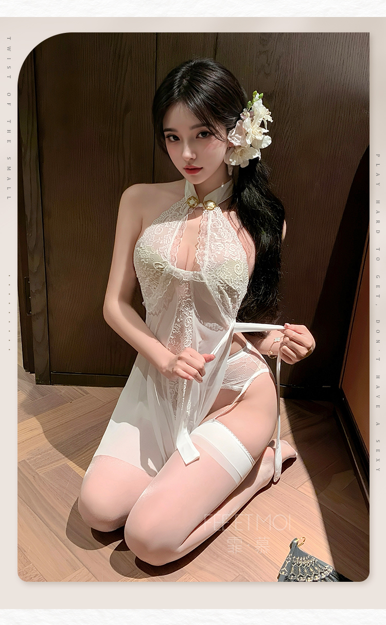 6723新中式蕾丝旗袍睡裙(图8)