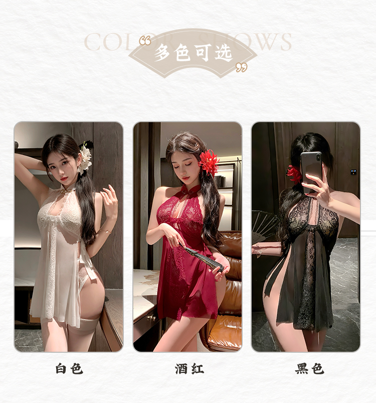 6723新中式蕾丝旗袍睡裙(图5)