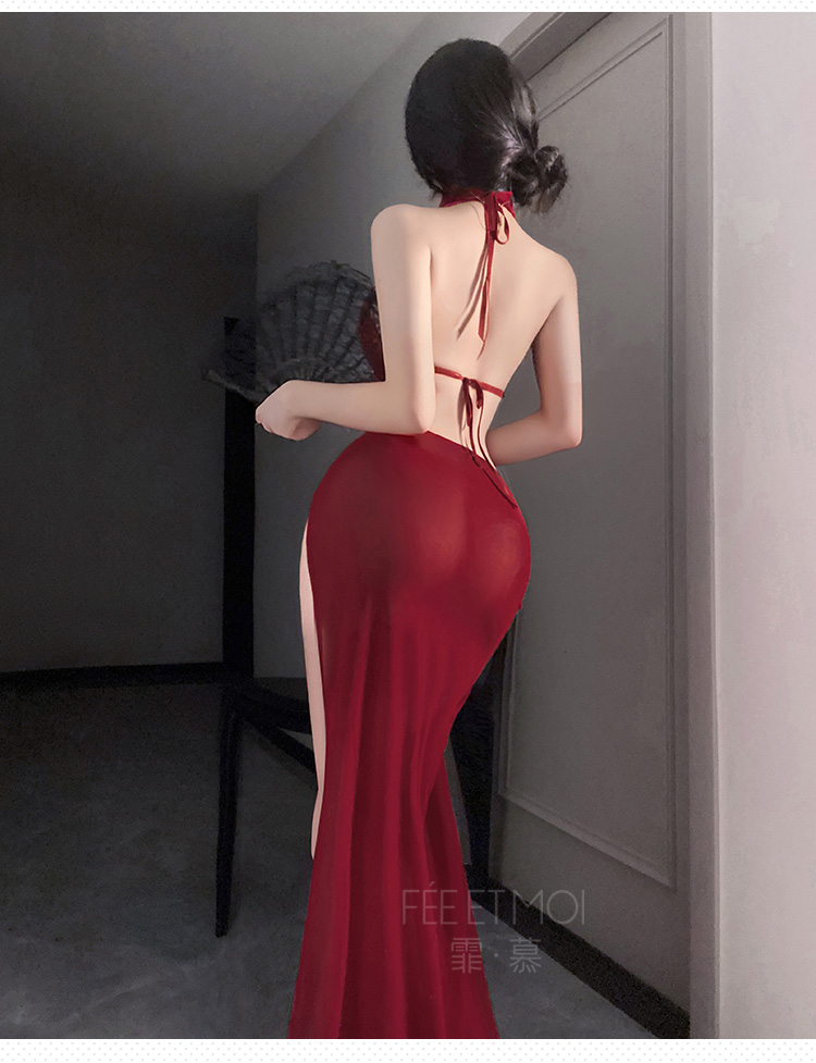 6526迷迭花漾挂脖网纱睡裙(图7)