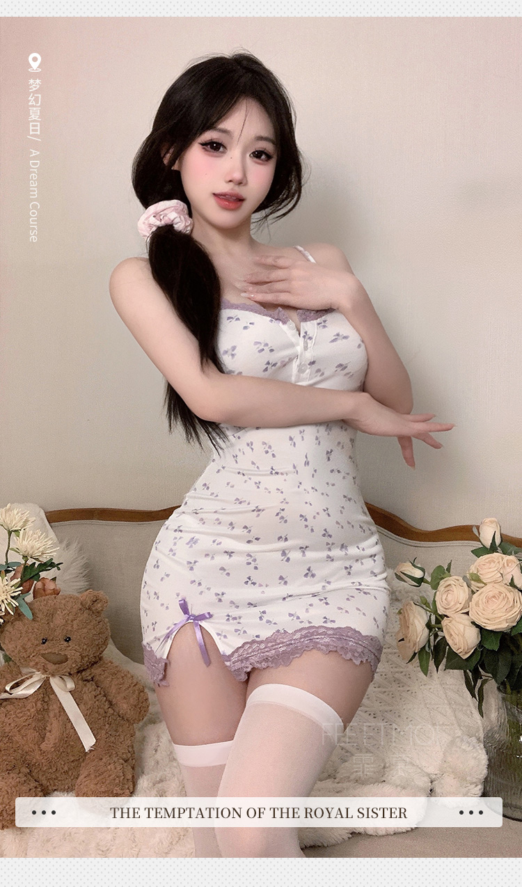 6208小家碧玉风铃碎花吊带裙(图8)