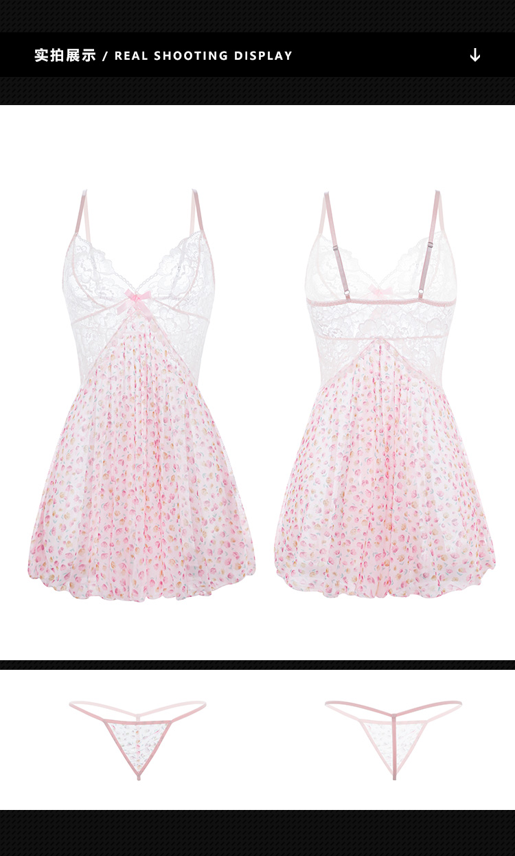 6259甜美碎花深V透视吊带裙(图14)