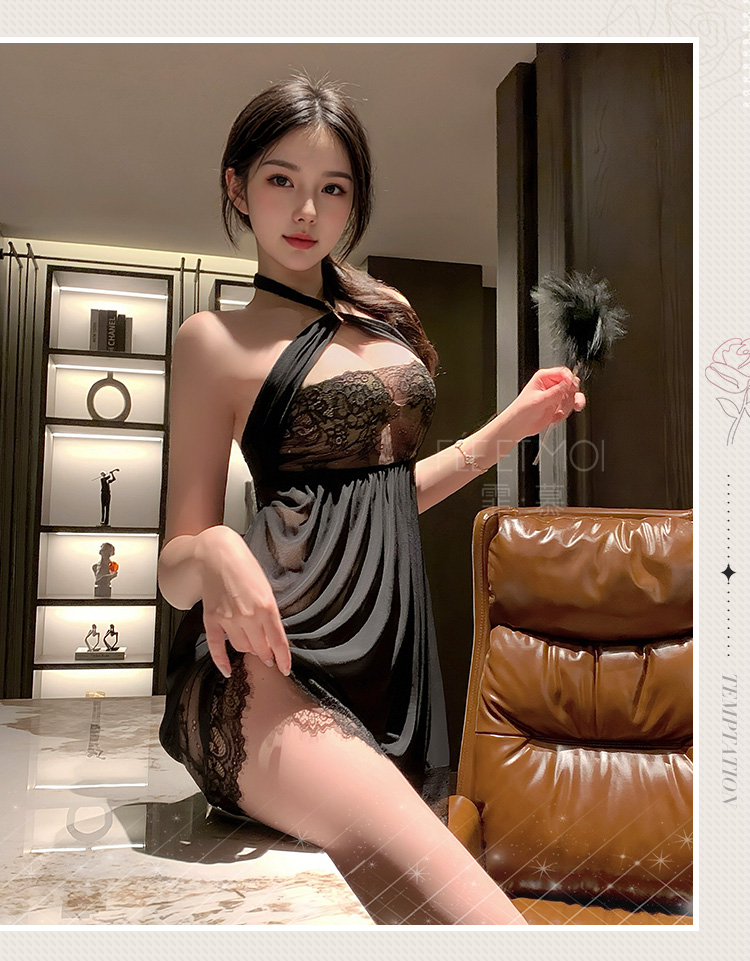 ZY60诱惑透胸挂脖系带连衣裙(图7)