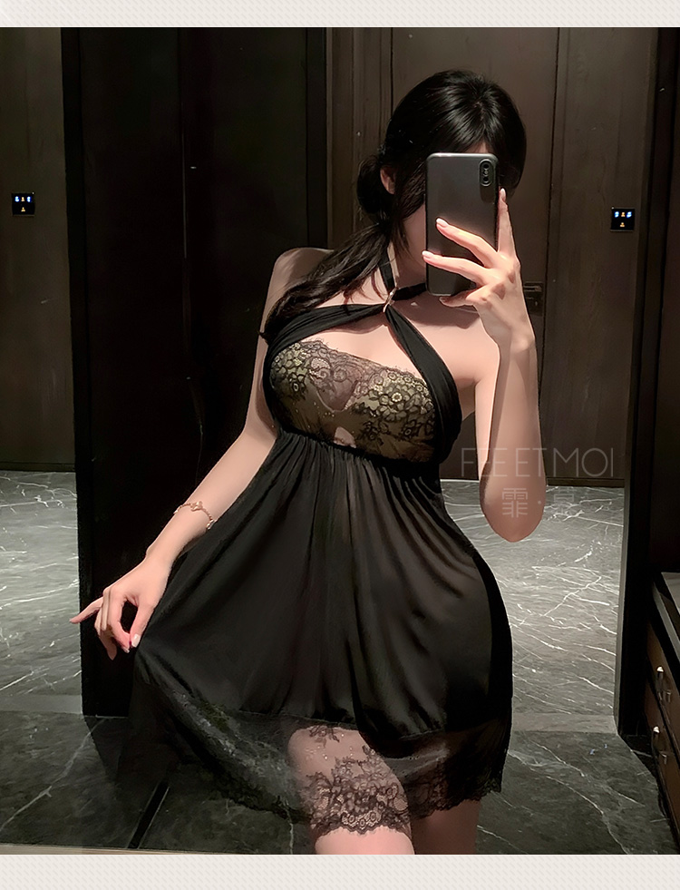 ZY60诱惑透胸挂脖系带连衣裙(图9)