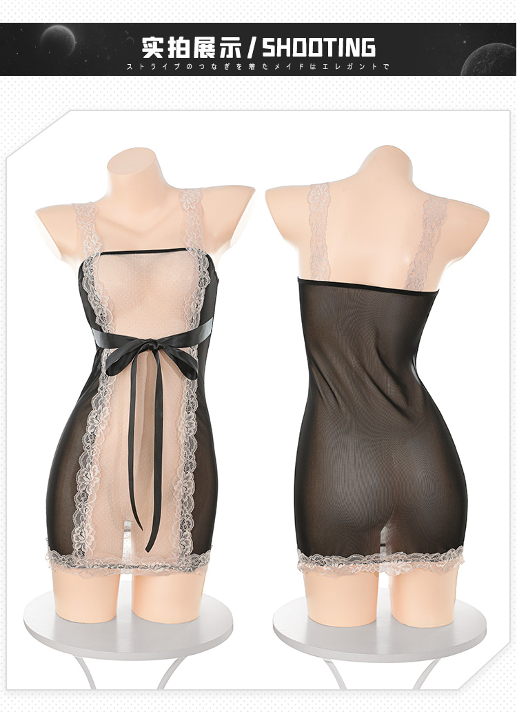 ZY102蝴蝶绑带饰腰身透视睡裙(图11)