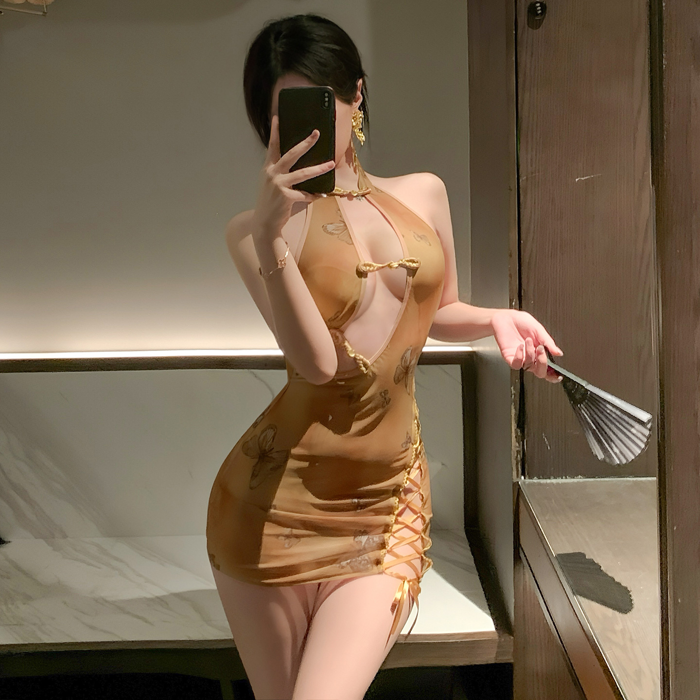 ZY46蝶梦萦怀古韵镂空旗袍(图5)