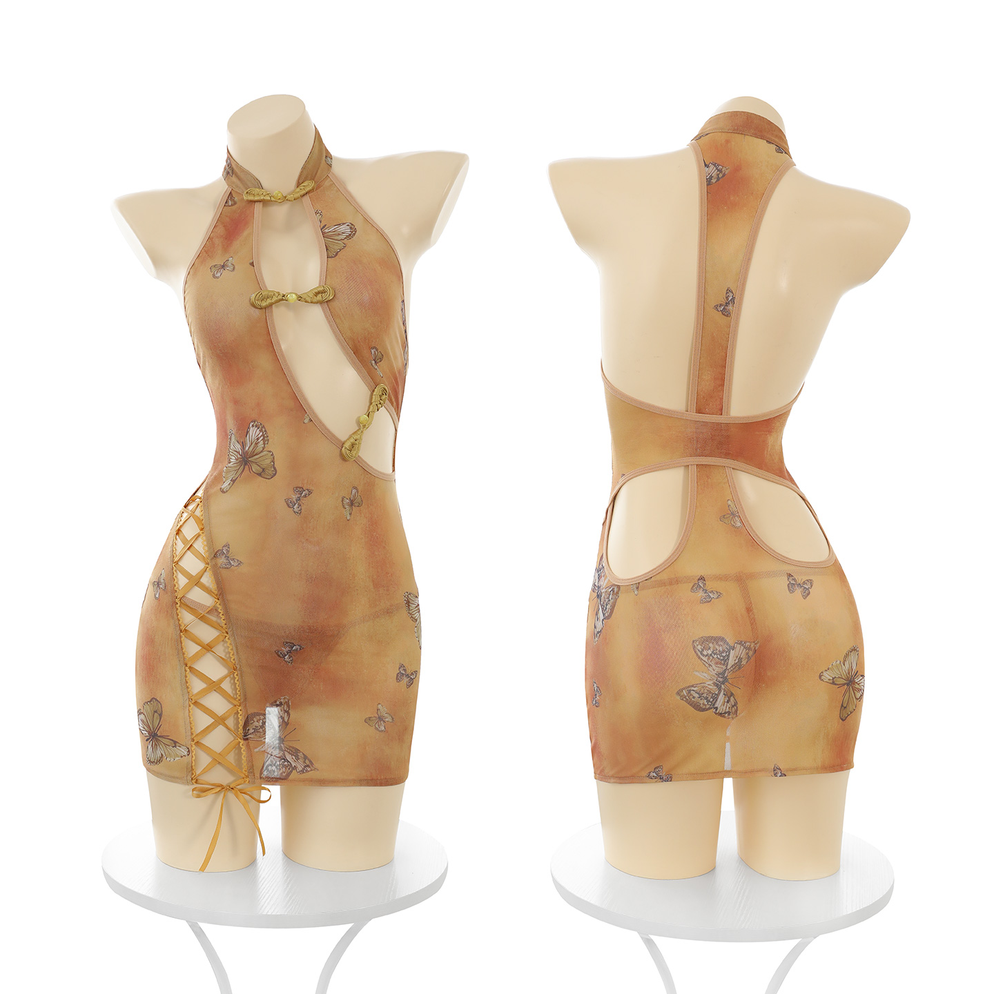 ZY46蝶梦萦怀古韵镂空旗袍(图10)