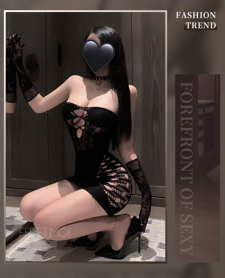 7544镂空抹胸提花包臀连身网衣(图5)