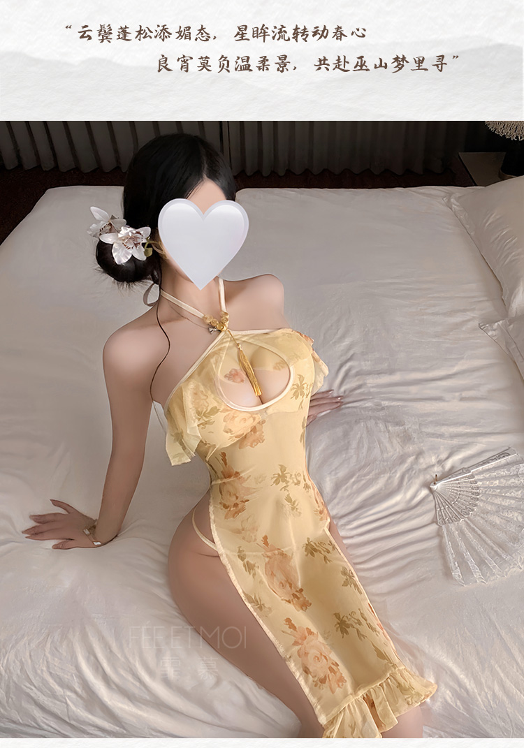 ZY93典雅繁花透视印花旗袍(图11)