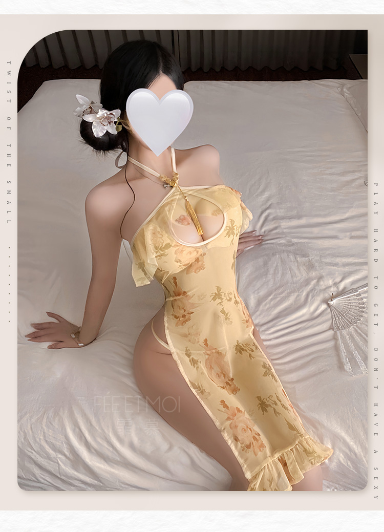 ZY93典雅繁花透视印花旗袍(图9)