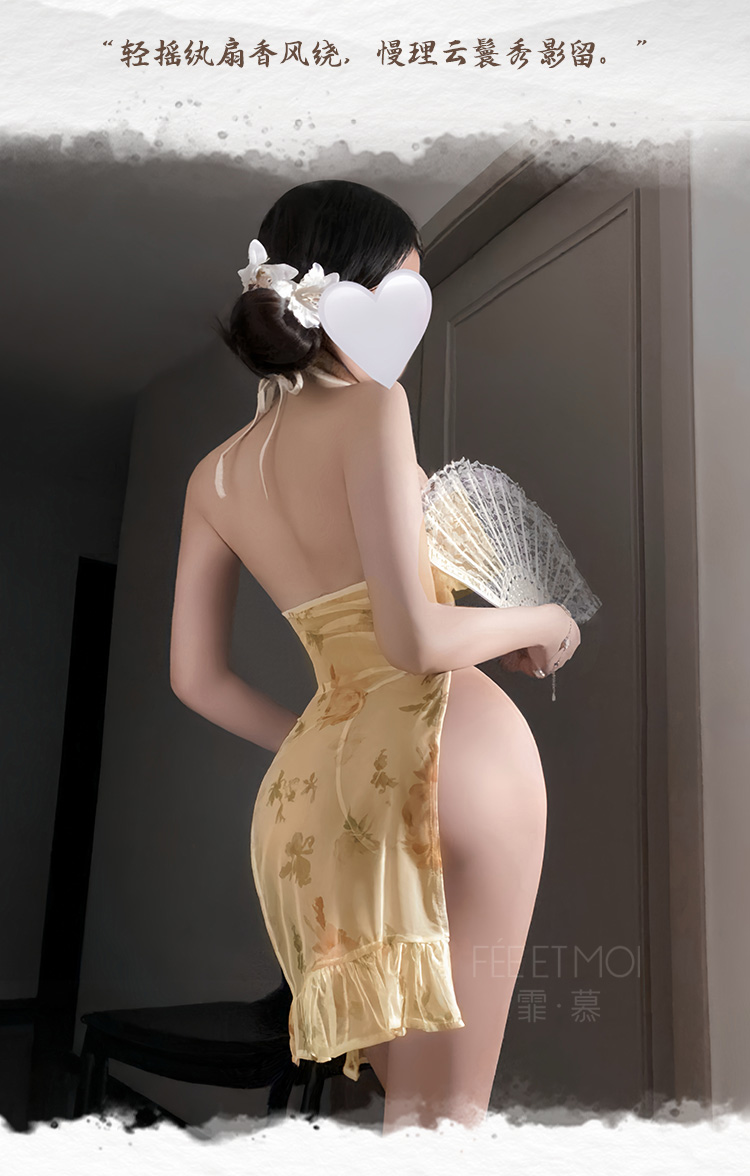 ZY93典雅繁花透视印花旗袍(图8)