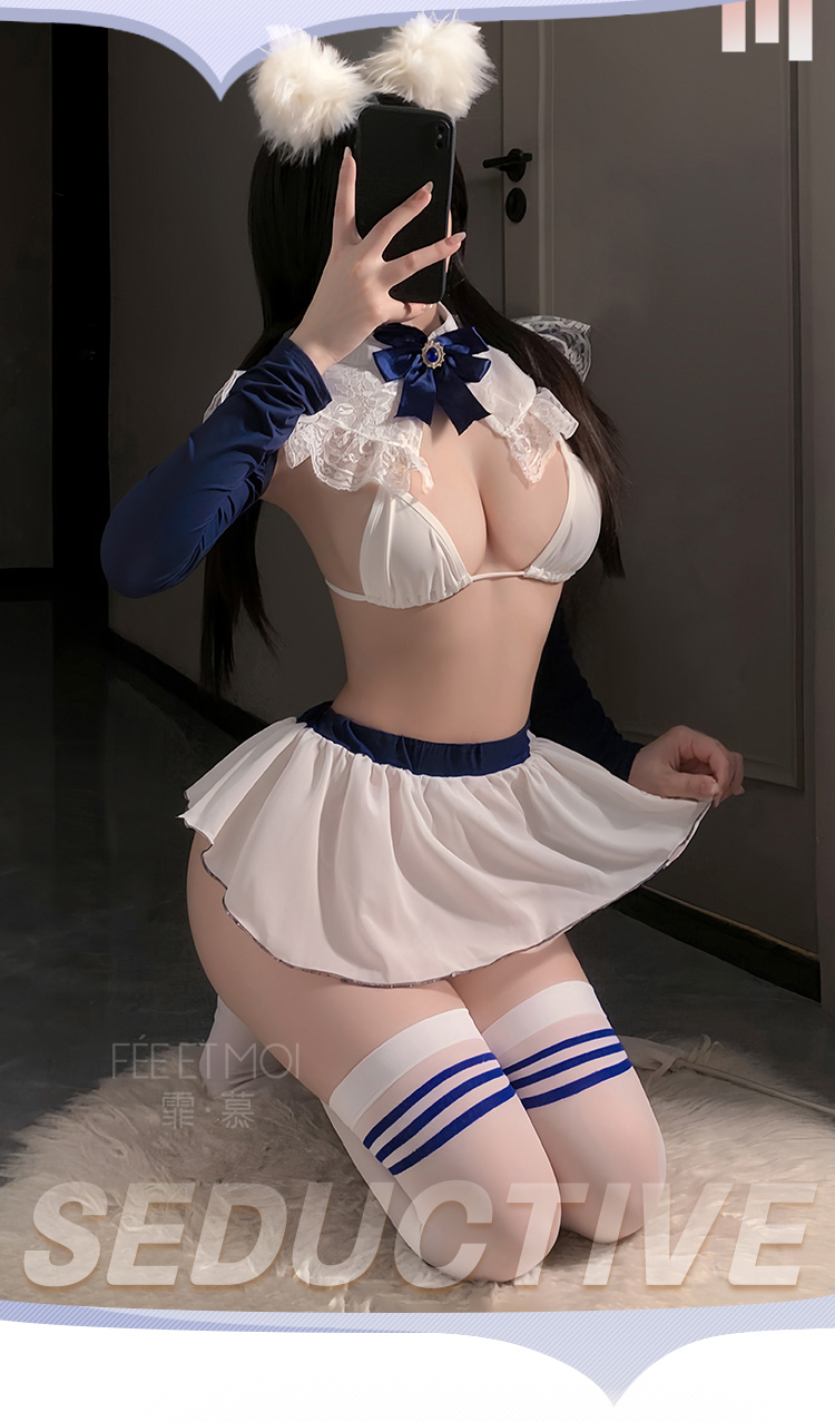 ZY63甜美萌系性感露背套装(图2)