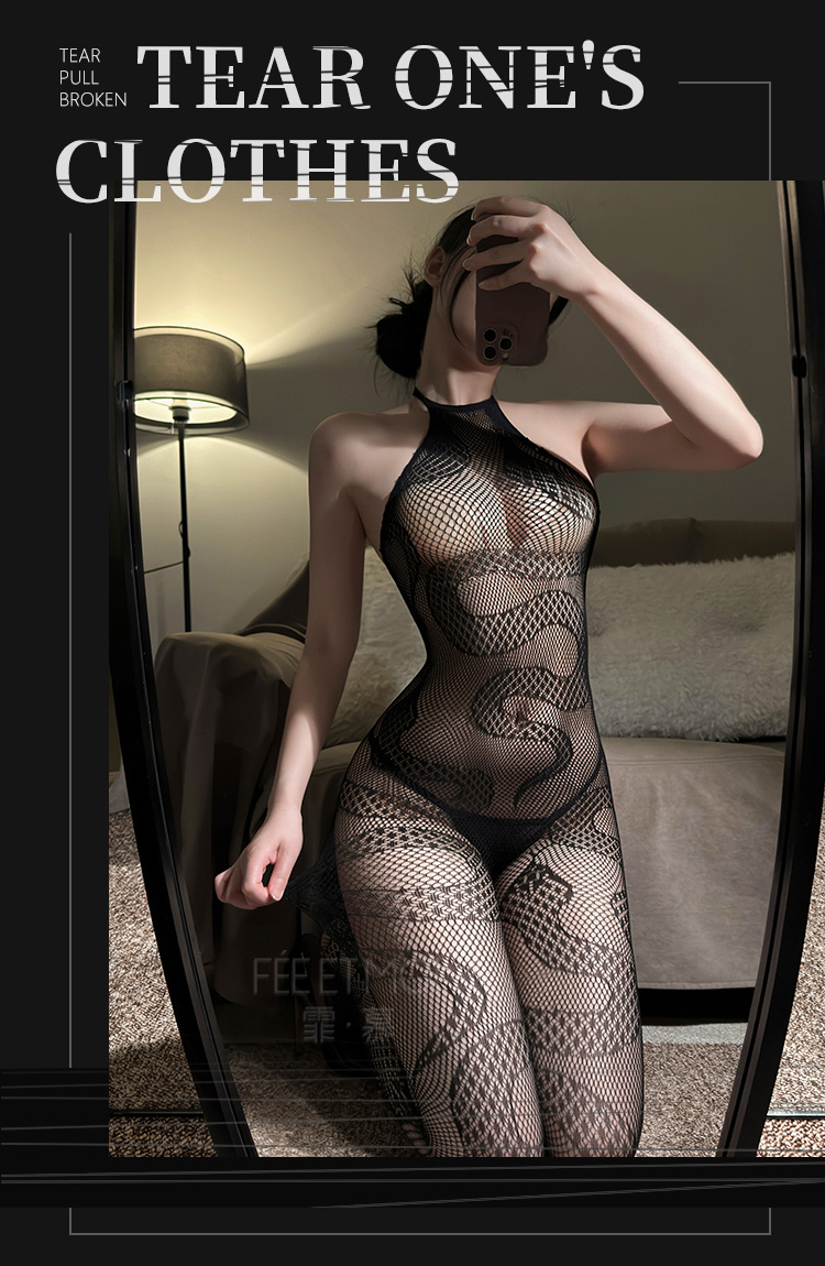 ZY20蛇来运转透视提花连身网袜(图7)