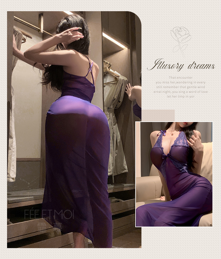 7843蕾丝网纱妖娆透身长裙(图4)