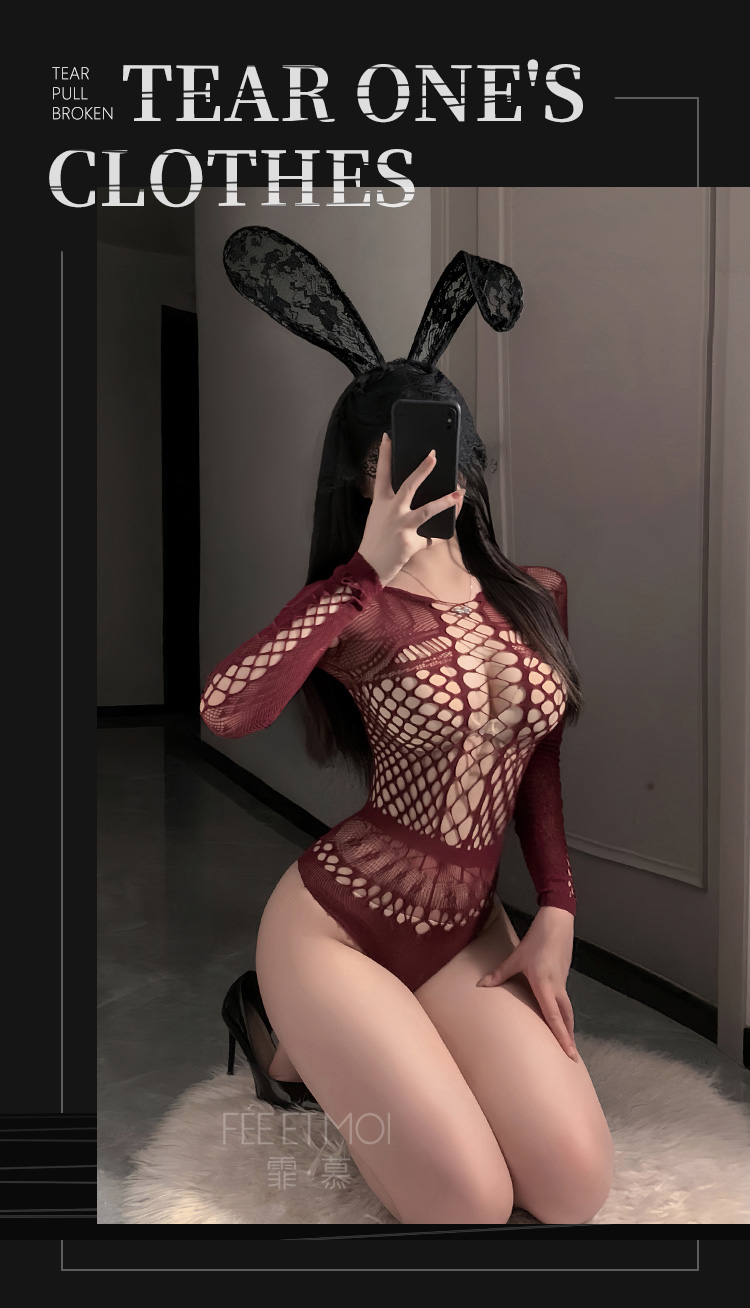 7565辣妹风镂空提花连体网衣(图8)