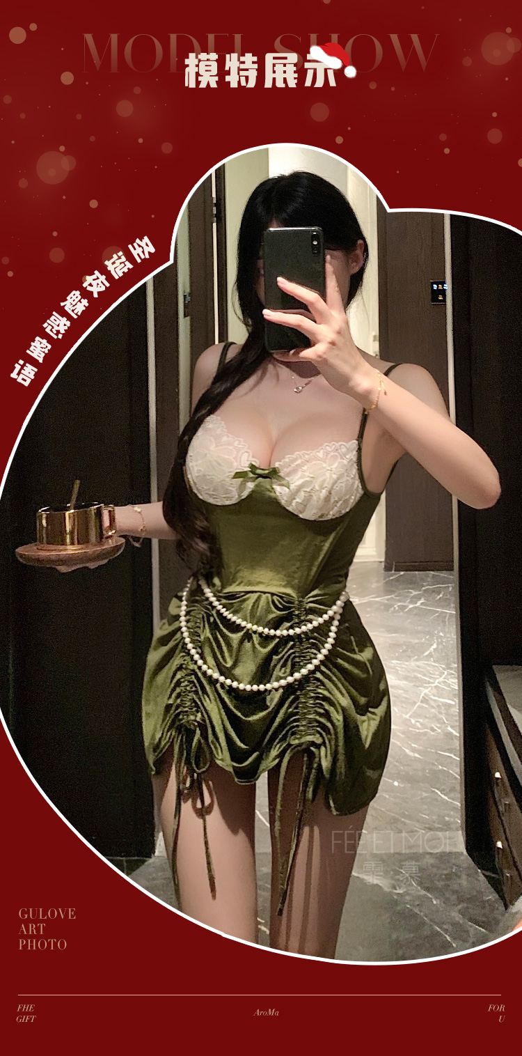 ZY127复古油画深v裸背连衣裙(图8)