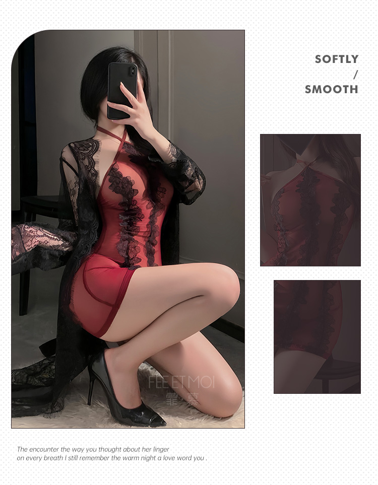 ZY116风韵佳人花边挂脖连衣裙(图8)