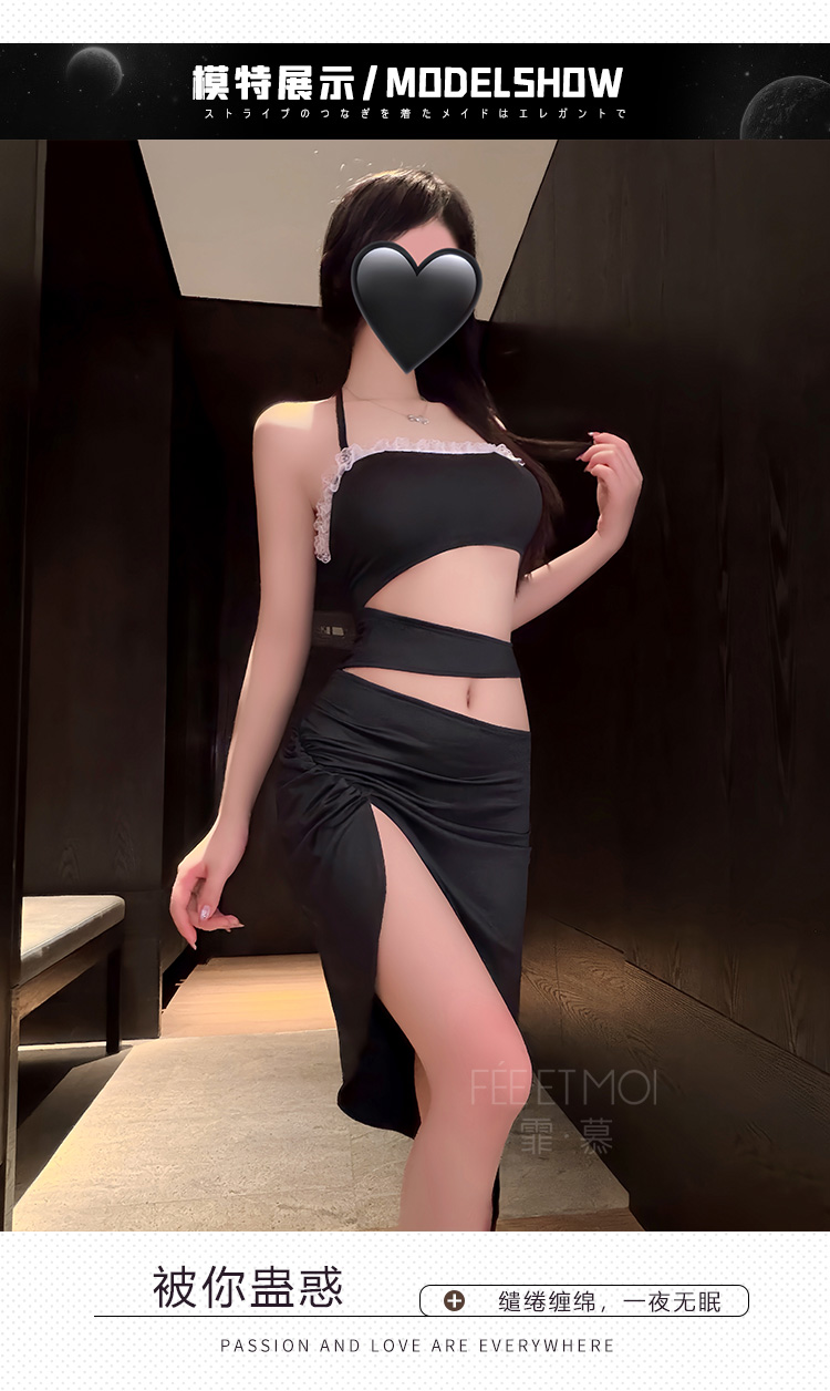 ZY136暗夜风情分节露腰连衣裙(图5)