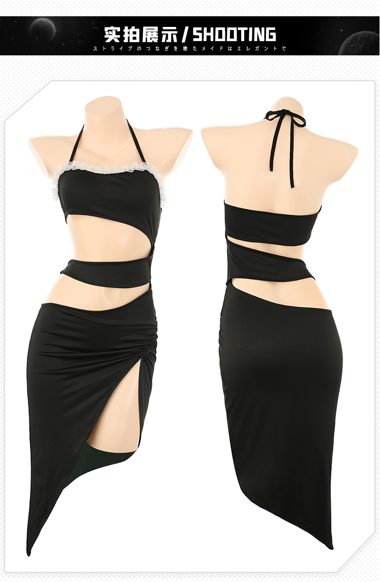 ZY136暗夜风情分节露腰连衣裙(图11)