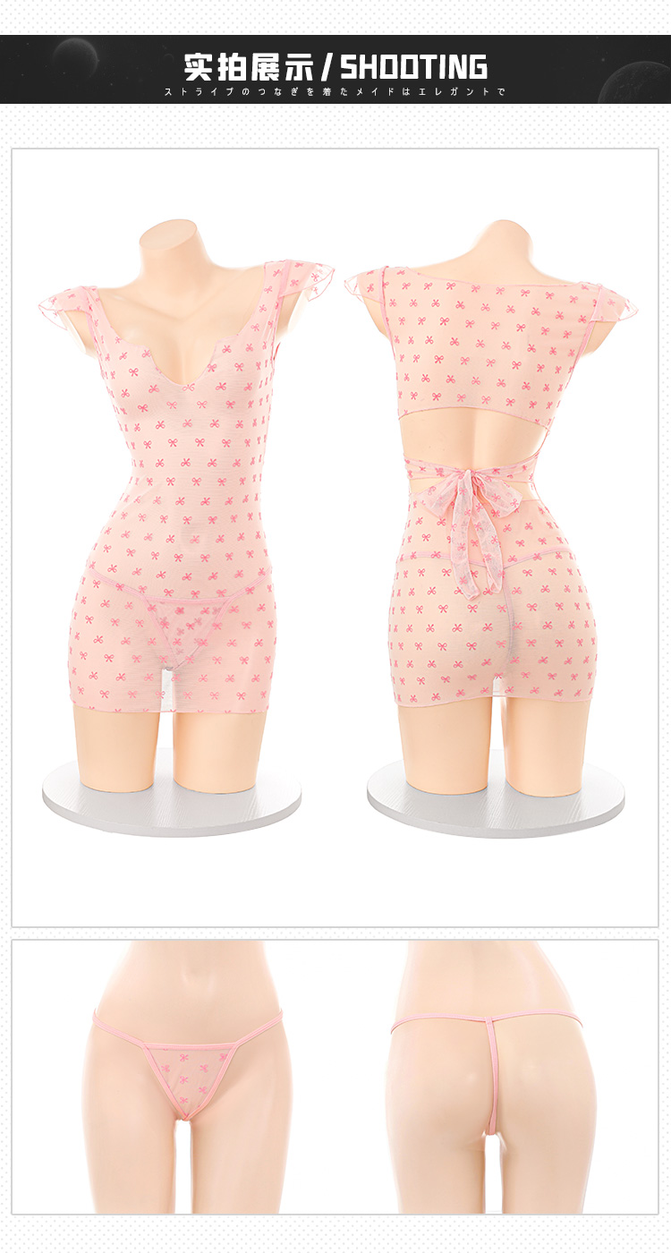 7802粉色植绒甜美落肩睡裙(图12)