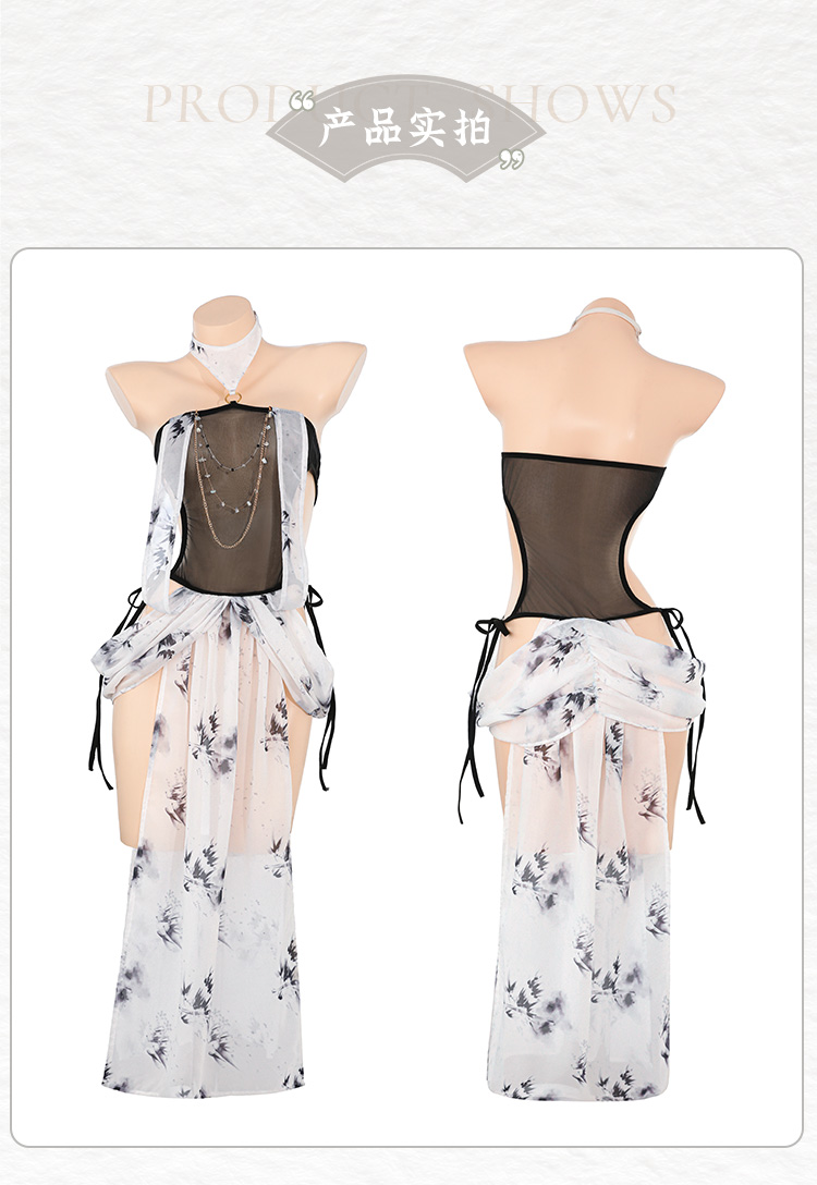 ZY98柔情水墨拼接露腰连衣裙(图12)