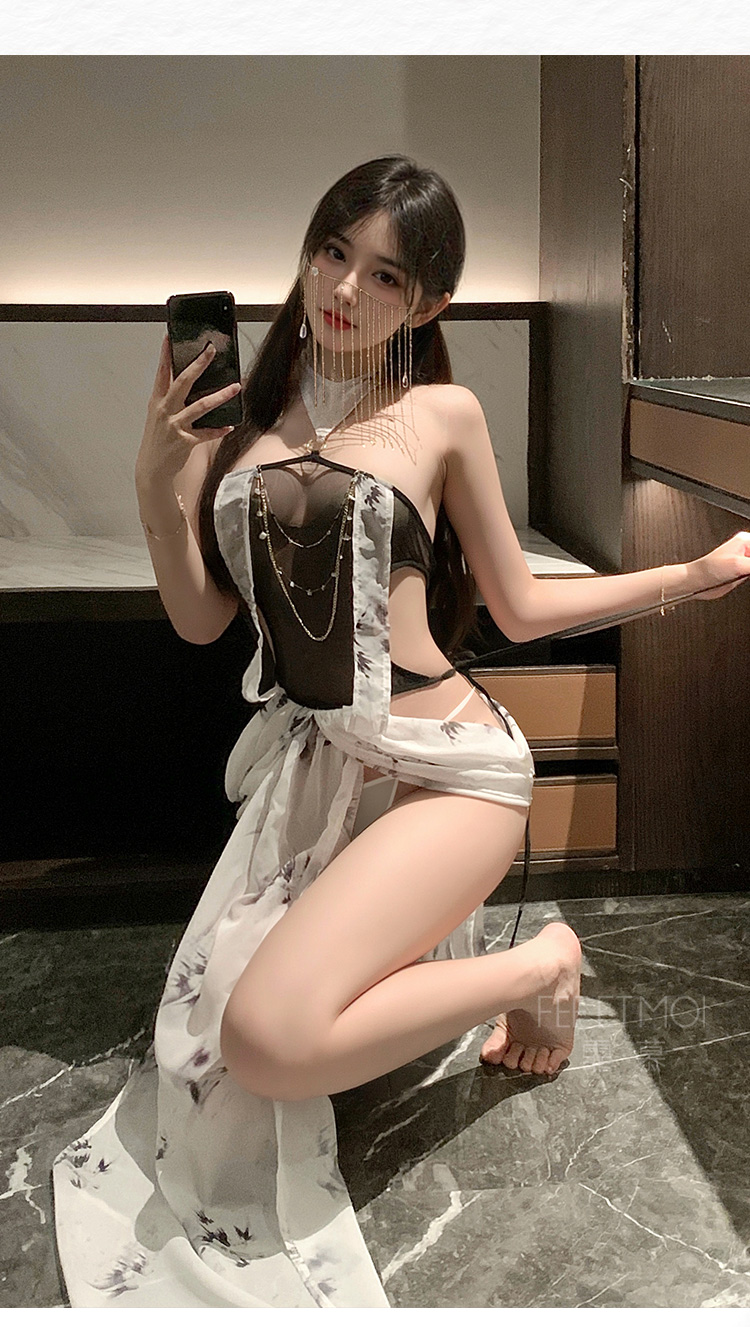 ZY98柔情水墨拼接露腰连衣裙(图10)