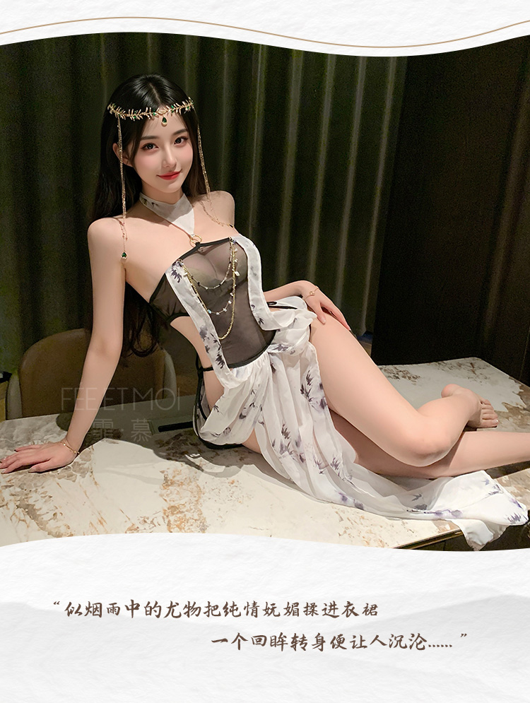 ZY98柔情水墨拼接露腰连衣裙(图8)