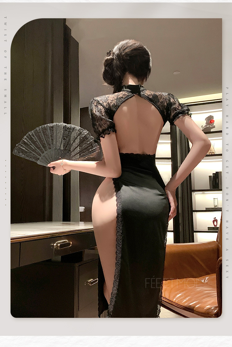 ZY126蔷薇佳人露胸解带旗袍(图9)