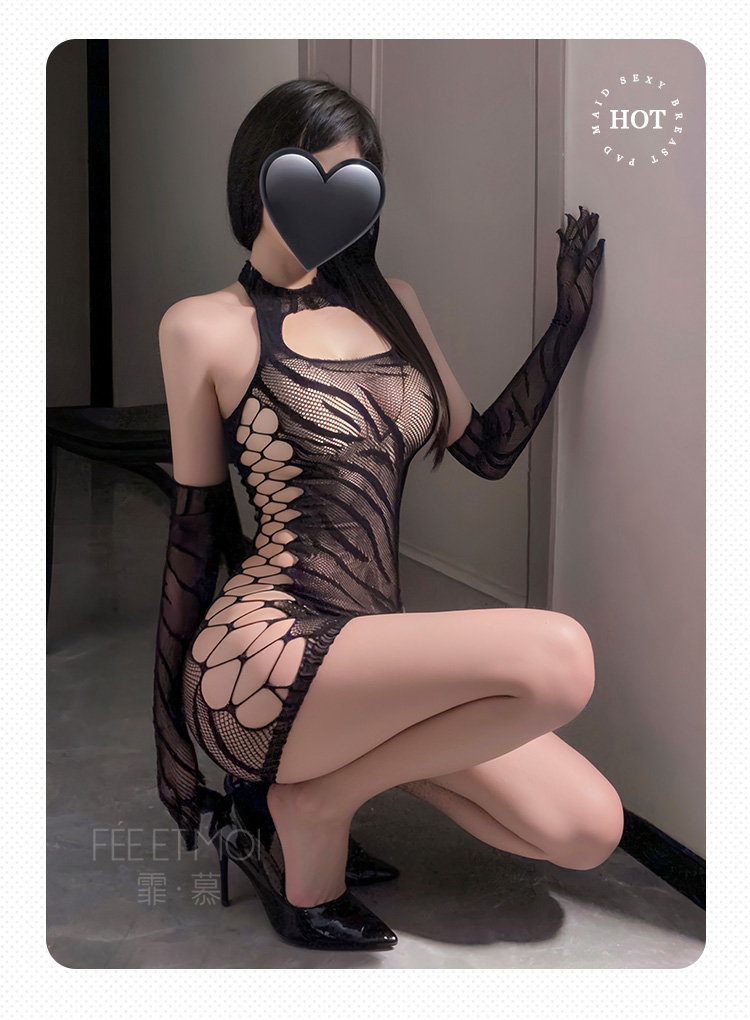 7401热辣野性斑马纹连身网衣套装(图9)