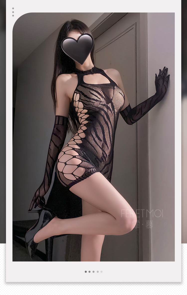 7401热辣野性斑马纹连身网衣套装(图2)