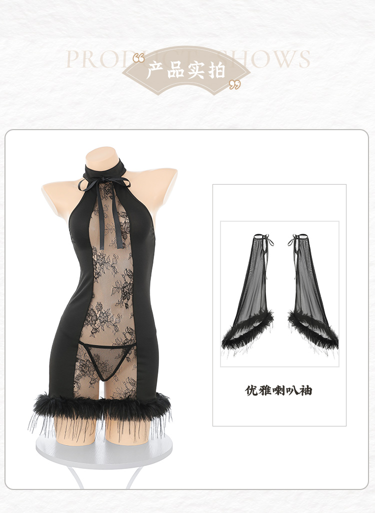 ZY96酥骨缠绵挂脖毛边连衣裙(图15)