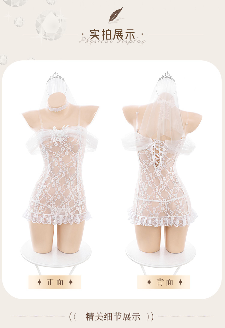 6634一字透纱花蔓蕾丝新娘装(图11)