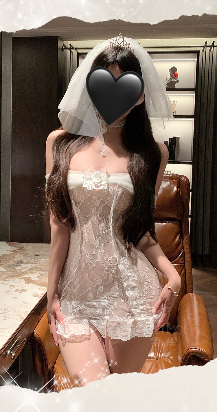 6634一字透纱花蔓蕾丝新娘装(图8)