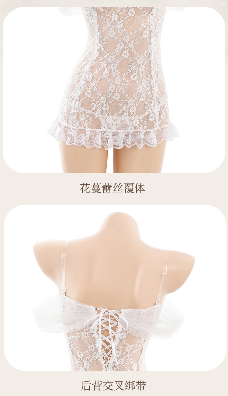 6634一字透纱花蔓蕾丝新娘装(图13)